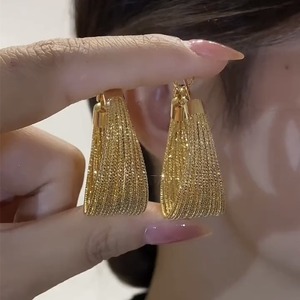 欧美时尚夸张金色耳圈女韩国气质网红多层圆圈耳坠高级感圈圈耳