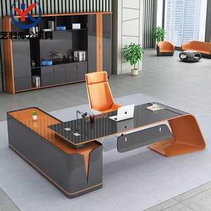 科技感烤漆办公桌简约现代老板桌时尚经理桌总裁桌轻奢创意大班台