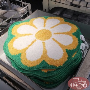 宜家夏尼普洛浴室地垫花朵图案65cm绿黄白色地毯垫子家用国内代购