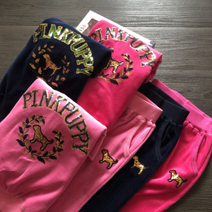 【小A童装】秋季新款童装 pink女童天鹅绒套装儿童运动休闲套装