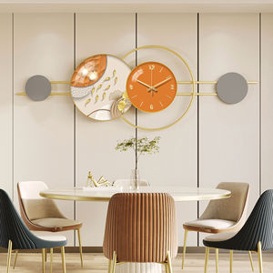 现代简约轻奢挂钟装饰画餐厅钟表创意组合壁画客厅艺术晶瓷挂画