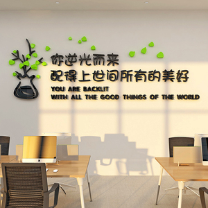 办公室休息区墙面装饰公司企业文化墙贴励志标语会议室背景墙布置