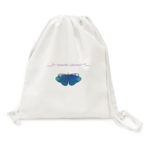 浅蓝色蝴蝶剪影图案壁纸帆布背包购物旅行双肩拉带抽绳书包礼物