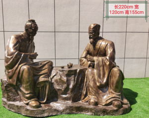 定制玻璃钢茶文化系列雕塑茶圣陆羽喝茶雕像制茶工艺流程户外摆件
