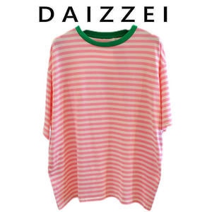 DAIZZEI~2024夏季新款时尚粉白条纹宽松显瘦百搭短袖T恤女上衣潮