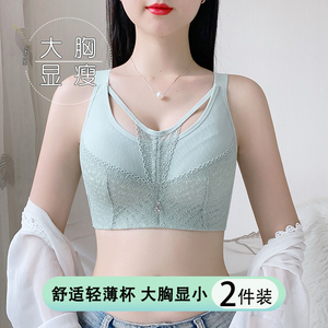 内衣女胖mm特大码全罩杯薄款大胸显小束胸聚拢收副乳防下垂文胸罩