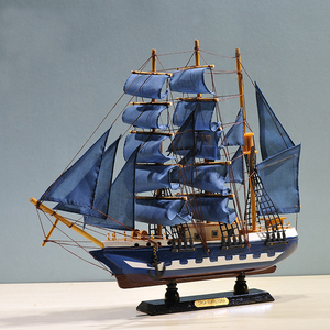 地中海风格帆船模型摆件木制酒柜客厅一帆风顺工艺品欧式大号仿真