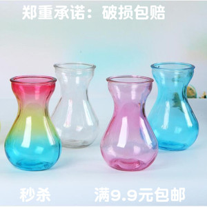 风信子绿萝塑料玻璃花瓶 加厚型时尚彩色水培插花瓶 特价