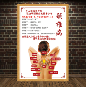颈椎疾病的危害肩颈保养中医养生馆宣传海报美容院装饰画脊柱挂图
