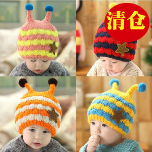 公主妈妈秋冬季新款儿童毛线帽子双球帽加绒护耳帽子婴儿帽圣诞帽