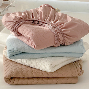 全棉绗缝夹棉床笠加厚席梦思保护套纯棉可机洗床罩防滑床垫套1.8m