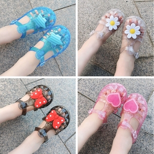 夏季女童塑料凉鞋包头防水小女孩果冻鞋公主水晶鞋镂空宝宝沙滩鞋