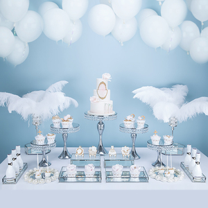 银色欧式婚礼甜品台展示架摆件蛋糕架子蛋糕托盘甜品盘点心盘果盘