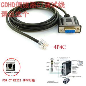 DB9转4芯水晶头转RS232 CDHD伺服驱动器参数配置线缆高创C7调试线
