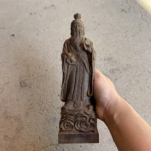 越南沉香木雕老子传道一指问天下摆件工艺品书桌茶宠佛像人物神像