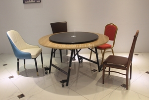 实木餐桌椅组合可折叠桌转动圆形饭桌圆桌子饭餐厅小户型家用餐桌