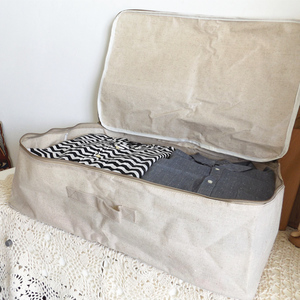 日式棉麻大号棉被子收纳箱包布艺收纳盒有盖拉链搬家袋行李整理箱