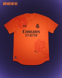 正品23-24皇家马德里Y-3皇马Y3联名款球衣纪念版橙色球员版足球服