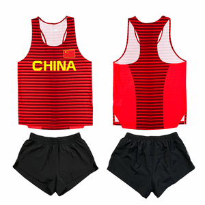 中国队田径服套装男女体育生训练服马拉松跑步背心短跑体考苏炳添