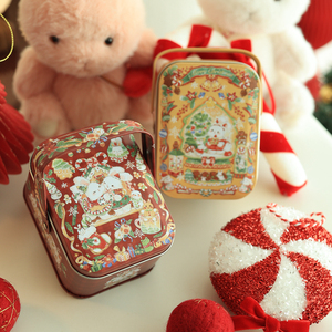 原创圣诞节礼物小礼品儿童糖果盒子幼儿园手提铁盒创意包装棒棒糖