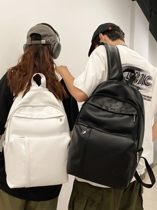 法国MKLOGY韩版情侣软皮双肩包大容量防水电脑背包学生百搭书包