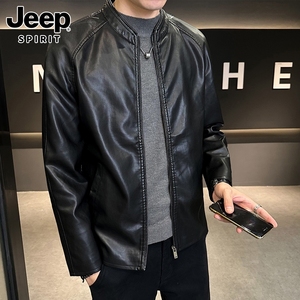 Jeep吉普皮衣男士春季2024年新款潮流宽松机车服休闲皮夹克外套男