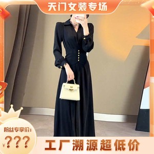 【放假前的狂欢】新款优雅气质小黑裙名媛御姐感赫本连衣裙7556