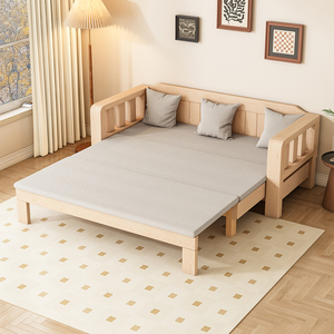 全实木沙发变床两用可折叠小户型客厅1米5双人沙发1米2单人伸缩床