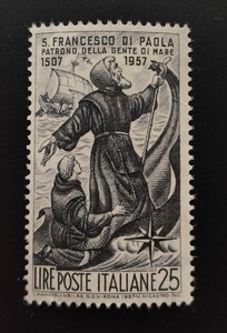 意大利邮票1957年圣法兰西斯逝世450年1算原胶新7005