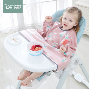 婴儿吃饭罩衣自主进食神器宝宝防脏水一体式长袖围兜全包餐桌椅春