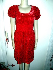 luxman莱克斯曼女装玫红色春装进口丝绒圆领短袖弹力连衣裙原4980