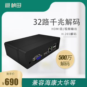 32路网络监控解码器 VGA分屏解码器4K高清HDMI分割32画面矩形上墙