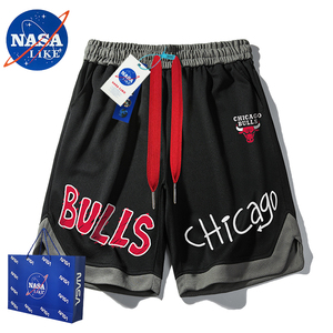 NASA联名美式运动短裤男夏季薄款宽松透气公牛队篮球训练五分裤