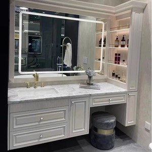 美式浴室柜组合橡木欧式卫生间洗漱梳妆台一体洗脸盆奶油风洗手池