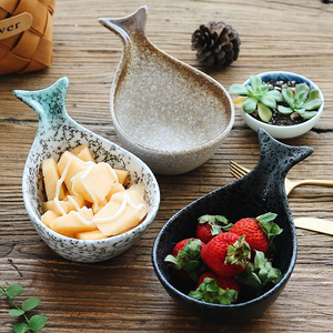 日式水果沙拉碗甜品鲸鱼碗陶瓷早餐麦片个性瓜瓢面碗复古异形餐具