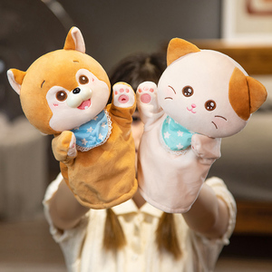 卡通腹语儿童猫咪玩偶毛绒幼儿园手偶玩具手套布偶套手娃娃套头指