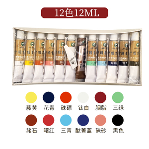 质量好中国画颜料12色大盒国画用大盒12ML初学者入门套装水墨画用