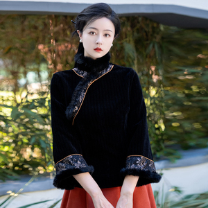 唐装上衣中国风女装新中式改良旗袍棉袄年轻款冬季加厚茶艺服装