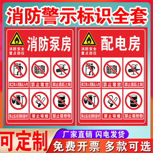 重点部位水泵房警示牌消防控制室配电房生产车间提示牌标识牌标牌定做铝板反光标志牌子 消防磅房警告标语牌