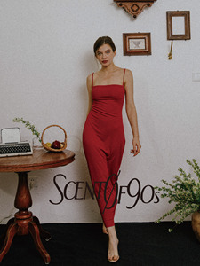 Scent of 90s 老友记瑞秋同款 红色吊带露背修身垂感礼服长裙