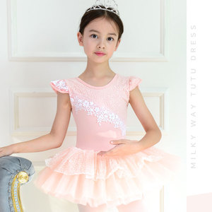 韩国进口儿童舞蹈练功服装女孩演出蓬蓬粉纱裙少儿公主跳舞芭蕾裙