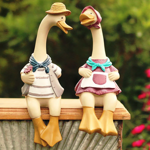 花园庭院装饰鸭子摆件水缸微景观创意造景树脂动物阳台花盆布置