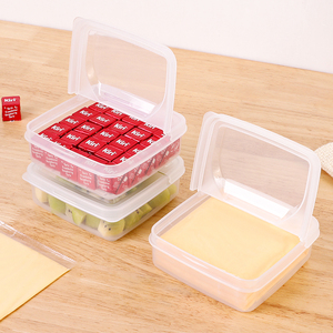 日本厨房芝士片收纳盒翻盖食物保鲜盒水果佐料存放盒黄油块分装盒