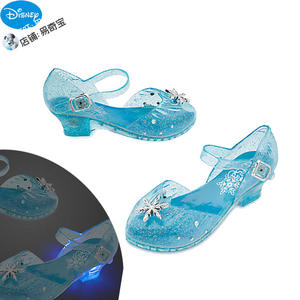 上海现货 美国香港迪士尼 艾莎水晶鞋 发光高跟鞋 女童鞋子