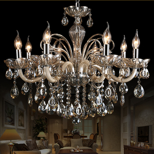 欧式美式水晶吊灯干邑色客厅餐厅卧室书房蜡烛灯奢华低楼层高灯具