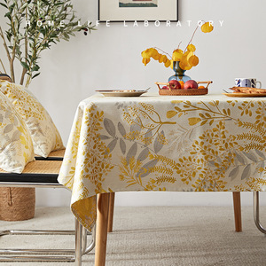 美式田园风客厅桌布高级感餐桌布艺茶几轻奢高端黄色台布奢华家用