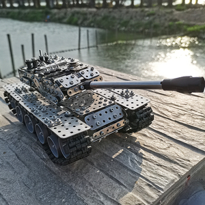 金属拼装积木玩具成人青少年军事坦克战舰飞机男孩模型高难度组装