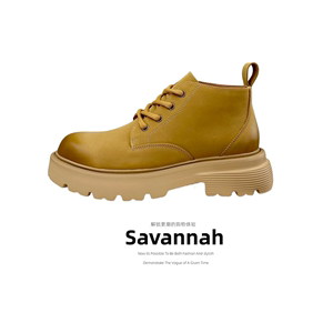 Savannah2024秋冬高帮鞋厚底复古马丁靴男单靴英伦风青年工装靴子
