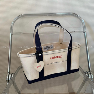 韩国设计师品牌urbanic帆布包拼接手提包刺绣字母购物袋ins布袋包