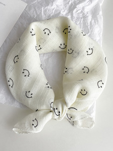 宝宝围脖薄款儿童纯棉小兔子白色婴儿女孩子男童外出防风保暖围巾